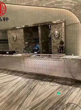 现代酒店不锈钢镜面K水波纹吧台雕塑公司餐厅金属装饰前台摆件