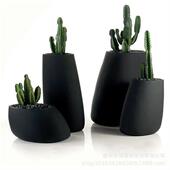 玻璃钢椭圆花盆商场落地花盆现代创意花瓶组合北欧风酒店装 饰花钵