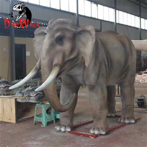 仿真海洋模型带皮毛猛犸象史前动物人物电子机械动态模型制