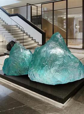 透明景观石摆件树脂雕塑酒店别墅会所大堂门厅室外水池落地装饰品
