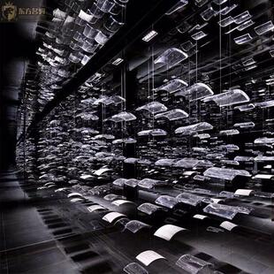 别墅酒店大堂商场新中式瓦片房子造型艺术玻璃灯中式大厅吊灯