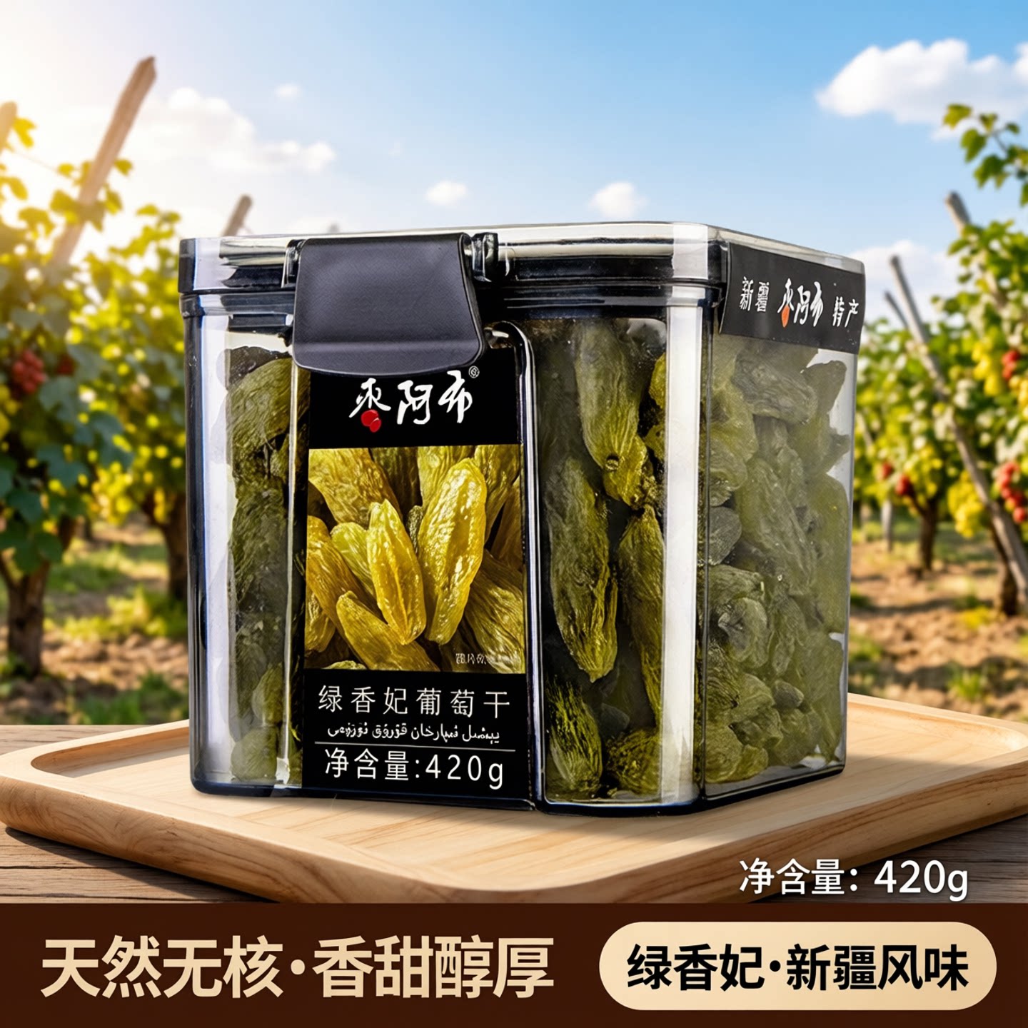 枣阿布绿香妃葡萄干420g/罐精选超大特级无核新疆吐鲁番特产