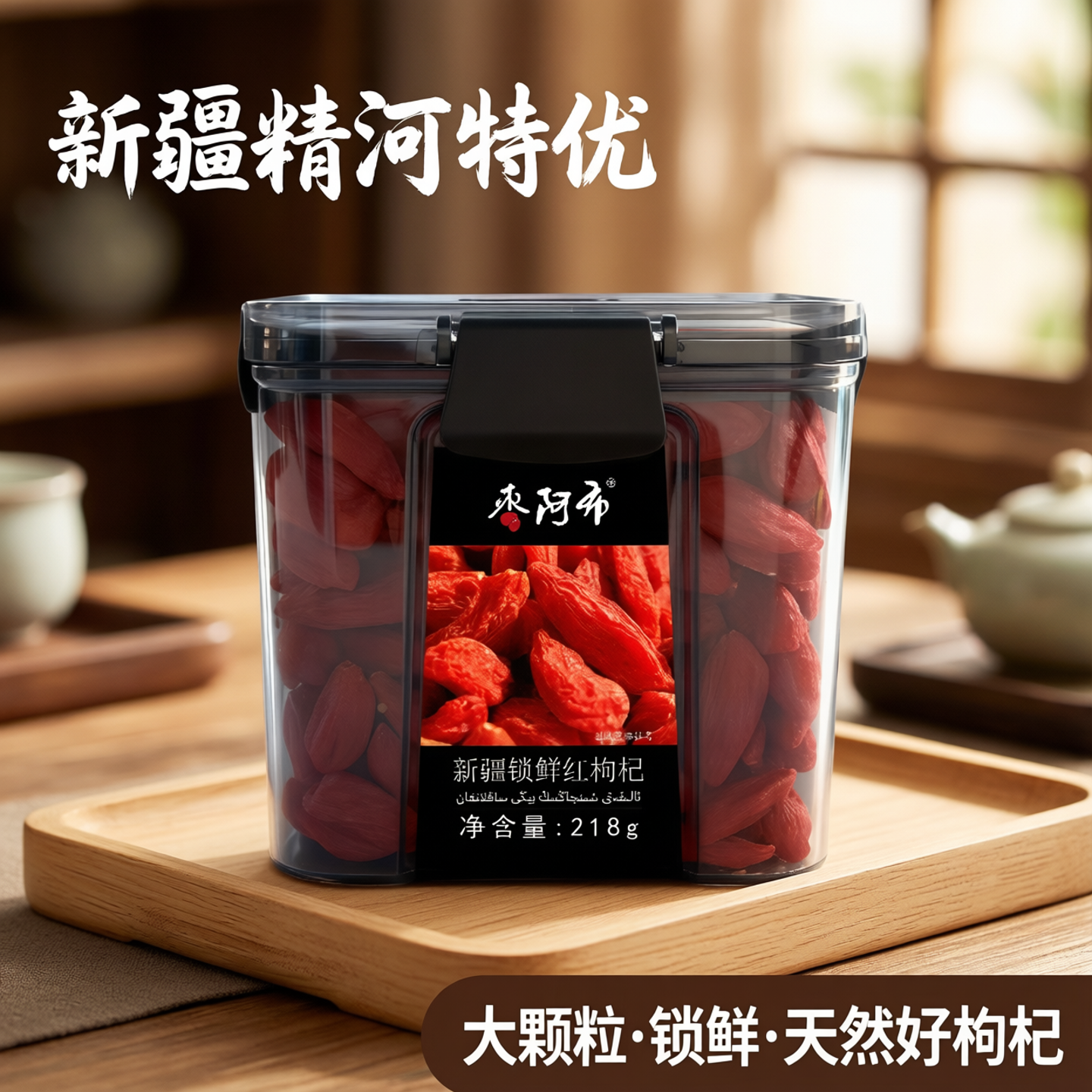 枣阿布锁鲜枸杞218g/罐新疆精河特优大颗粒枸杞茶官方枸杞子