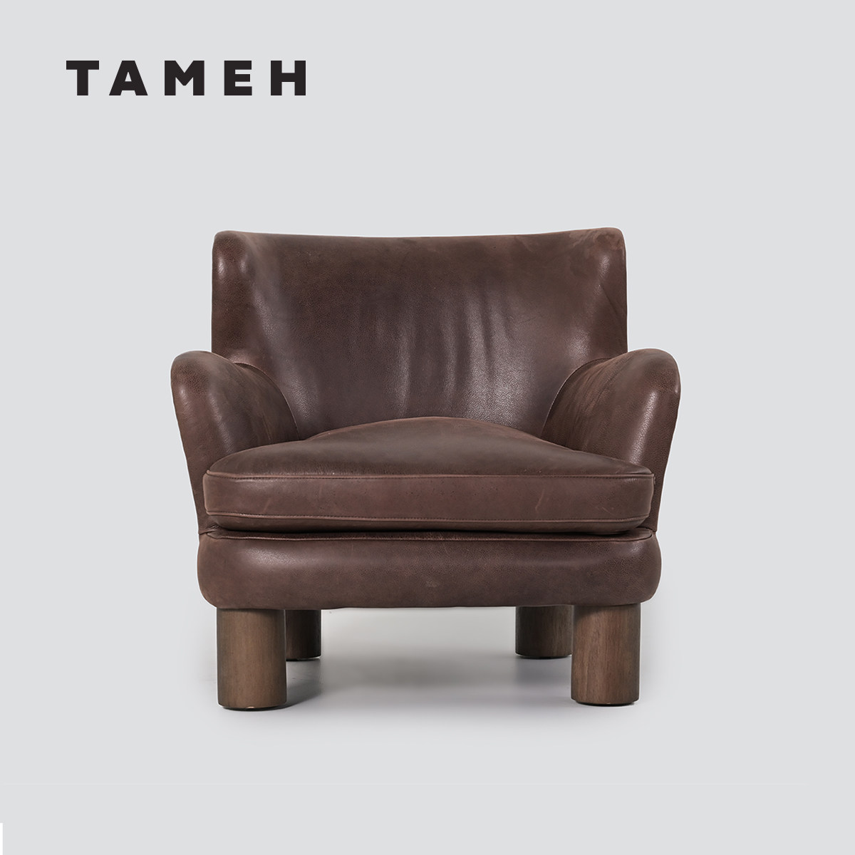 TAMEH 斯塔比休闲椅沙发椅设计师头层牛皮客厅中古软包真皮单人椅