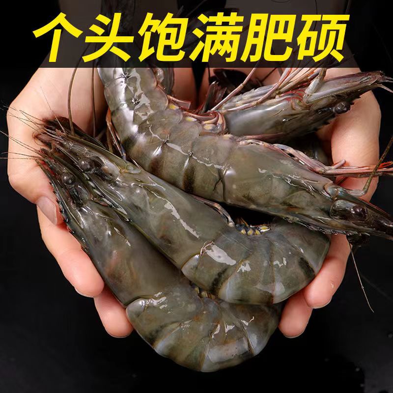 活虾速冻大虾王新鲜黑虎虾3040规格净重3斤/盒 50只左右对虾
