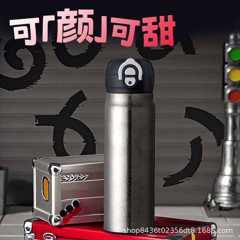 450ml一键开盖弹跳纯钛保温杯便携随行抑菌纯钛水杯双层真空钛杯