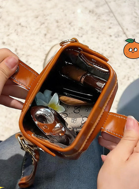 皮质随身文玩包首饰收纳包随身旅行便携小杂物收纳小包复古油蜡皮