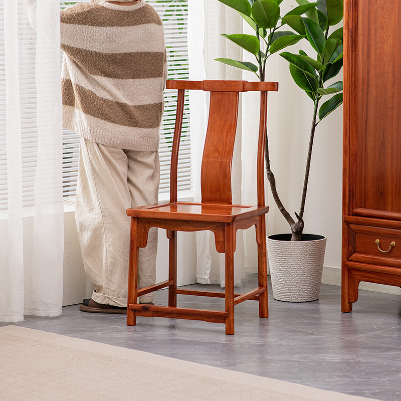 缅甸花梨木餐椅大果紫檀靠背椅红木茶桌椅新中式全实木会客茶椅资