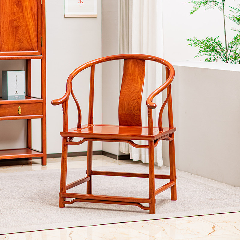 大果紫檀太师椅红木主人椅缅甸花梨木靠背椅新中式全实木垂手圈椅