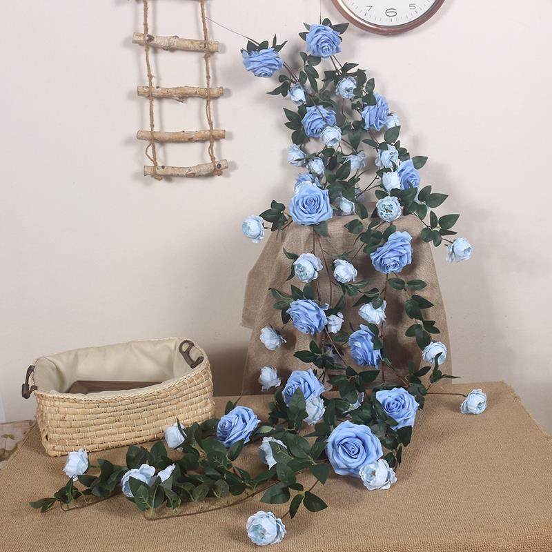 装饰花藤彷真玫瑰花藤条拍照打卡花墙布置秋千装饰假藤蔓