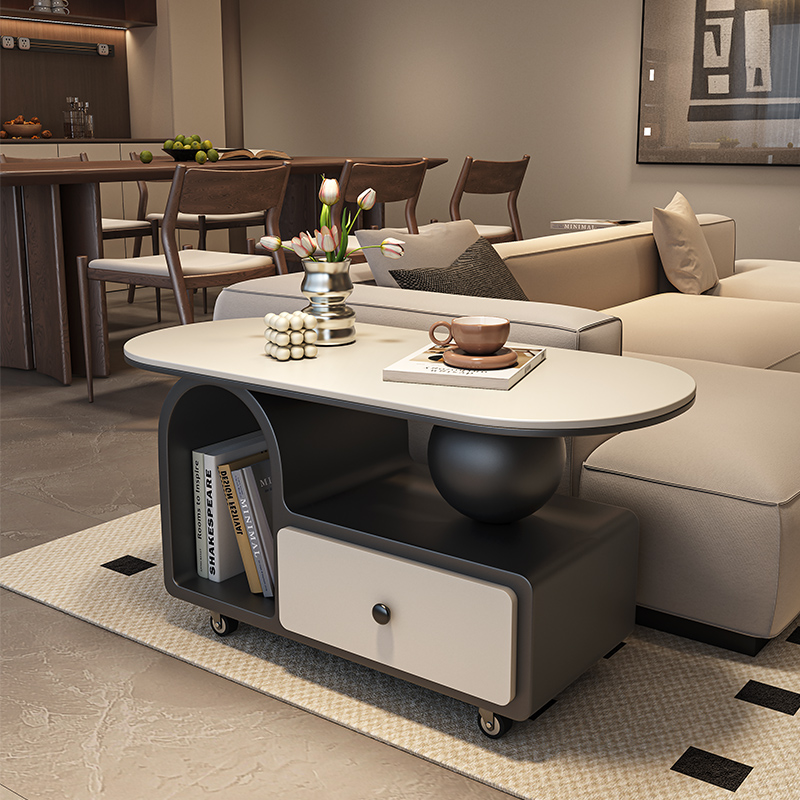 岩板沙发边几柜小户型轻奢高级感客厅可移动小推车茶几组合简约