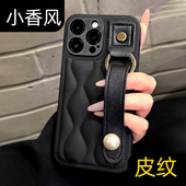 韩风17新款 适用iphone14promax手机壳苹果15pro黑色腕带羽绒服11高级感ip12网红女款 超火爆款 ins手机套13十五