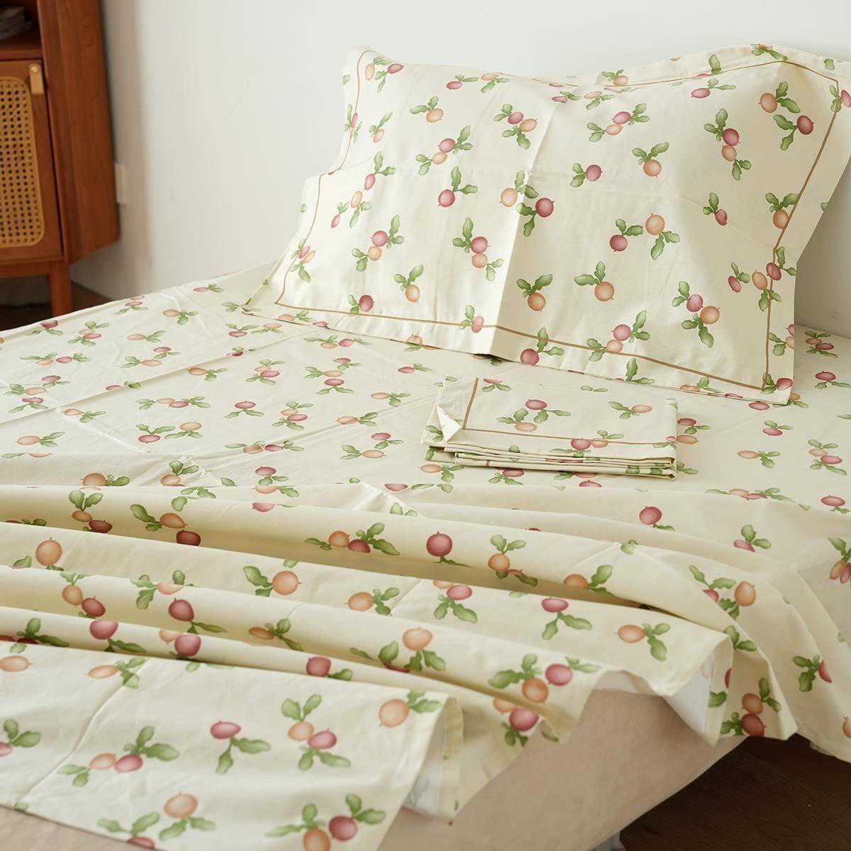 无补款 16支纯棉老粗布床品三件套大尺寸印花床单双人信封式枕套