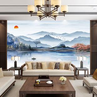 现代新中式 饰水墨山水护墙板 客厅沙发集成板电视背景墙竹木纤维装
