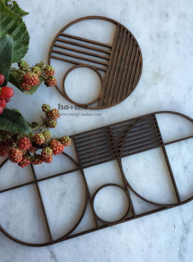 橡木几何隔热墙壁挂饰