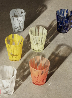 现货 丹麦ferm LIVING Casca彩色波点手工玻璃简约杯子多色 旧版