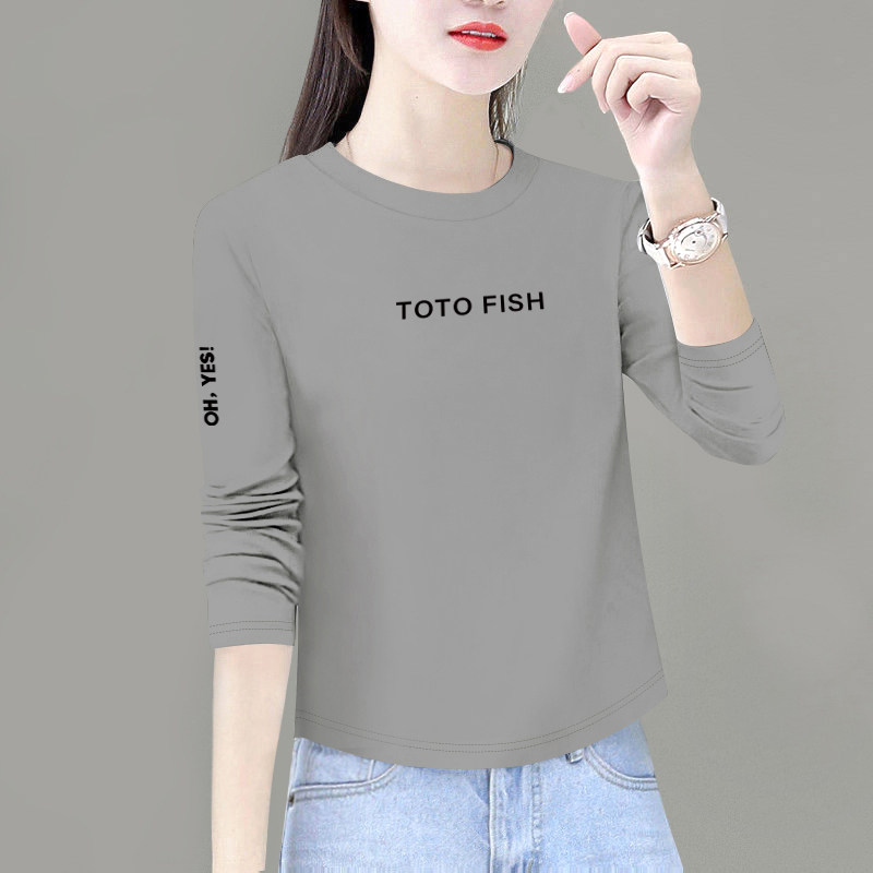 小个子妈妈装纯棉印花打底衫女秋季2026新款时尚减龄圆领长袖t恤