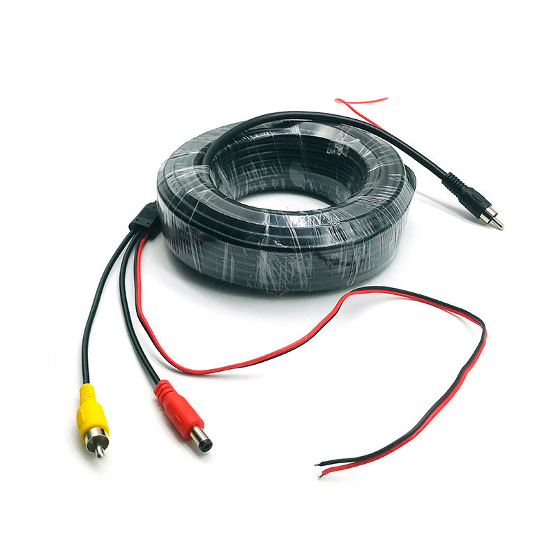 车载监控倒车影像摄像头连接线双控av接头延长线t电源线视频一体