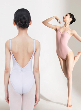 芭蕾舞练功服女成人考级基训吊带舞蹈服体操服连体高胯艺考形体服