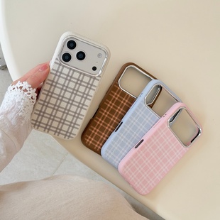 【超好看】ins新款秋东高级皮纹适用苹果17promax手机壳女生iPhone16pro简约纯色15网红14气质防摔全包高颜值