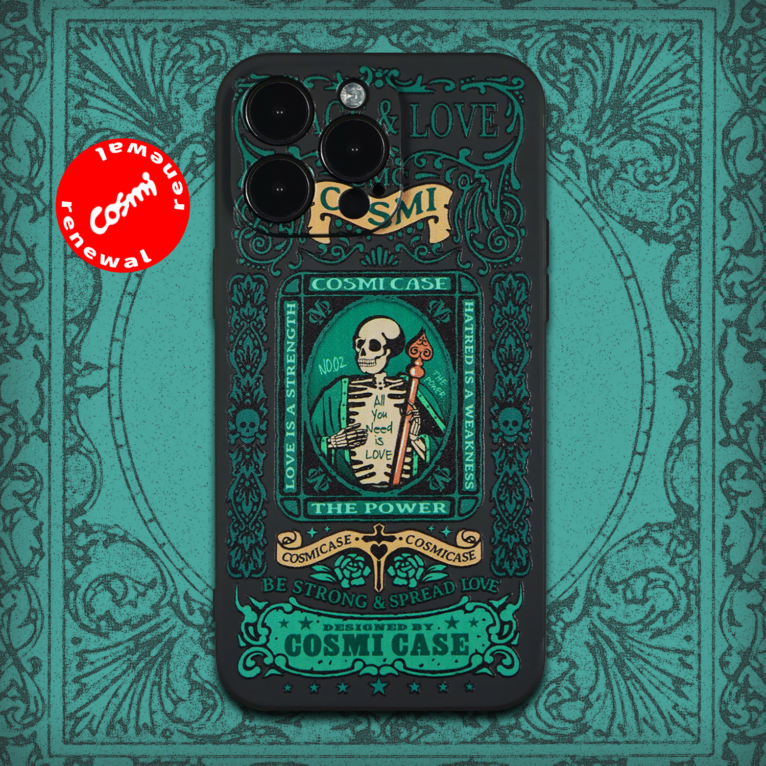 原创复古手绘骷髅图案手机壳