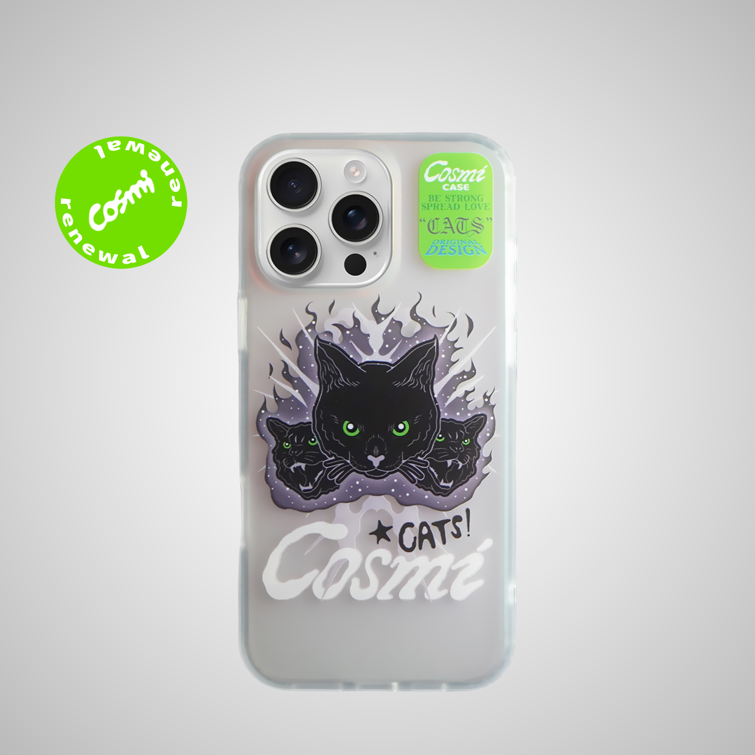 原创火焰猫咪镭射渐变手机壳