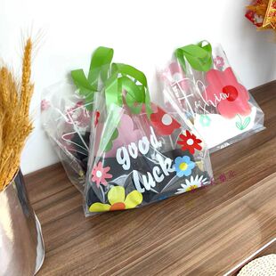 好看的透明小花塑料手提袋装衣服的袋子定制服装店手提袋定做袋子