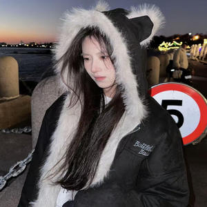 官方推荐座山雕麂皮绒棉服外套女
