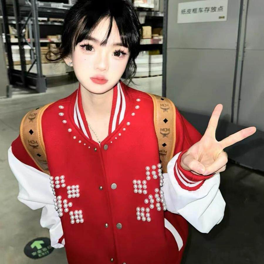 【官方推荐】珍珠钉珠棒球服外套