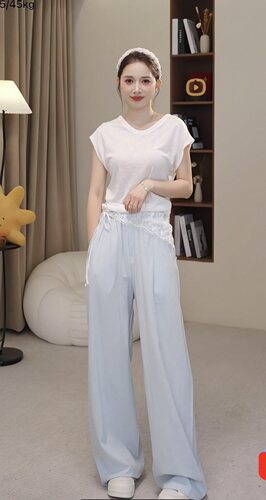 5-6F 新款莱赛尔宽松透气亚麻阔腿裤  K2622