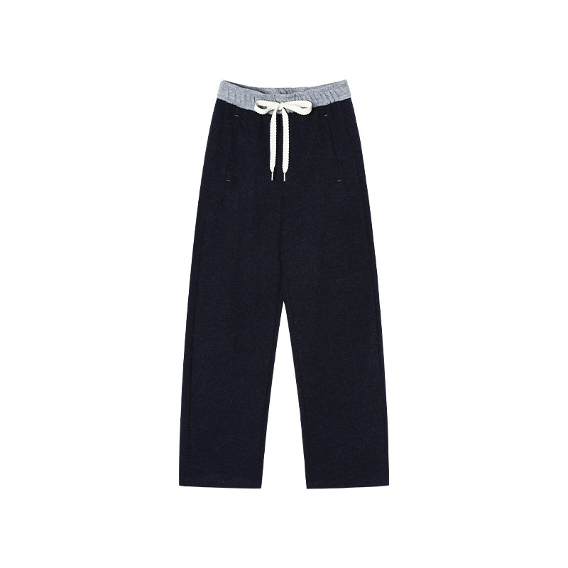 12-13H 秋冬新款撞色腰加厚毛呢弯刀裤     2566