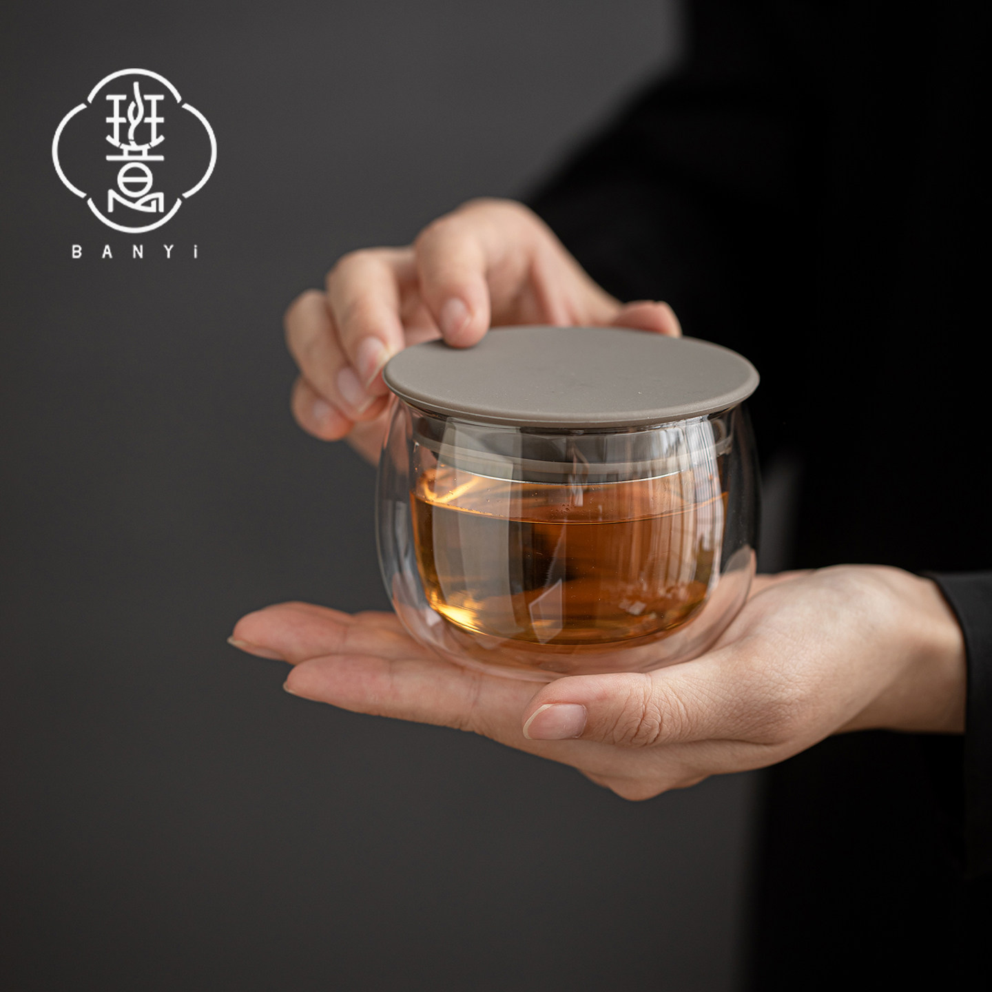 班意双层玻璃防烫过滤泡茶壶图片