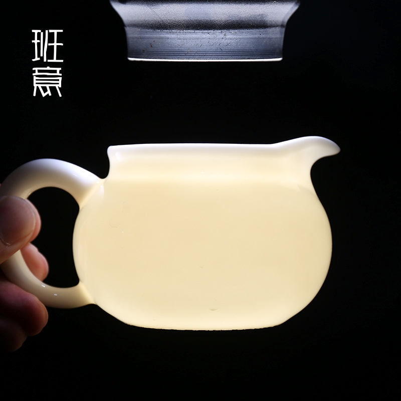 班意羊脂玉白瓷茶海陶瓷公道杯