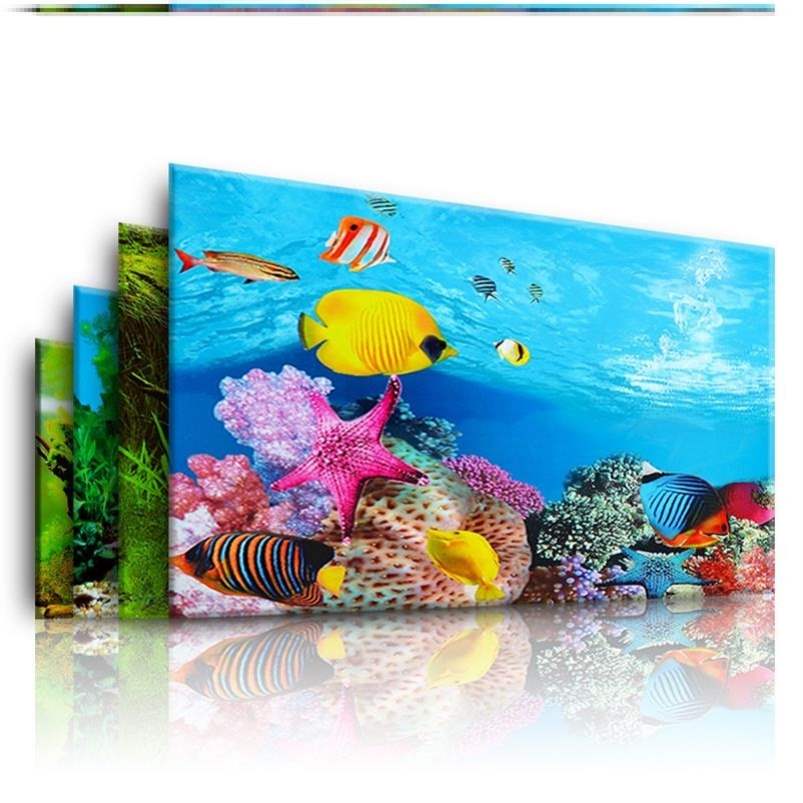 水族箱贴画图纸造景背景墙鱼缸背景贴纸自粘图画背景画高清双面