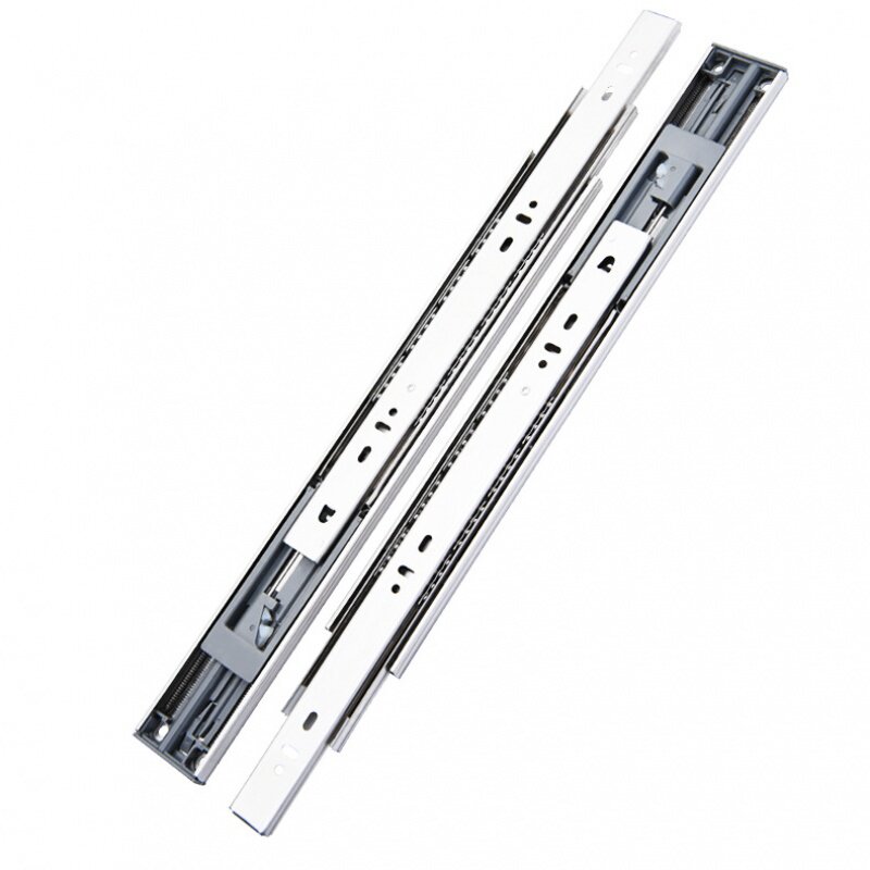 不锈钢滑轨静音抽屉滑轨三节缓冲轨道反弹式阻尼轨道导轨厂家自销