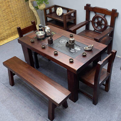老船木茶桌椅组合功夫茶台实木茶桌茶具套装一体家用阳台小型泡茶