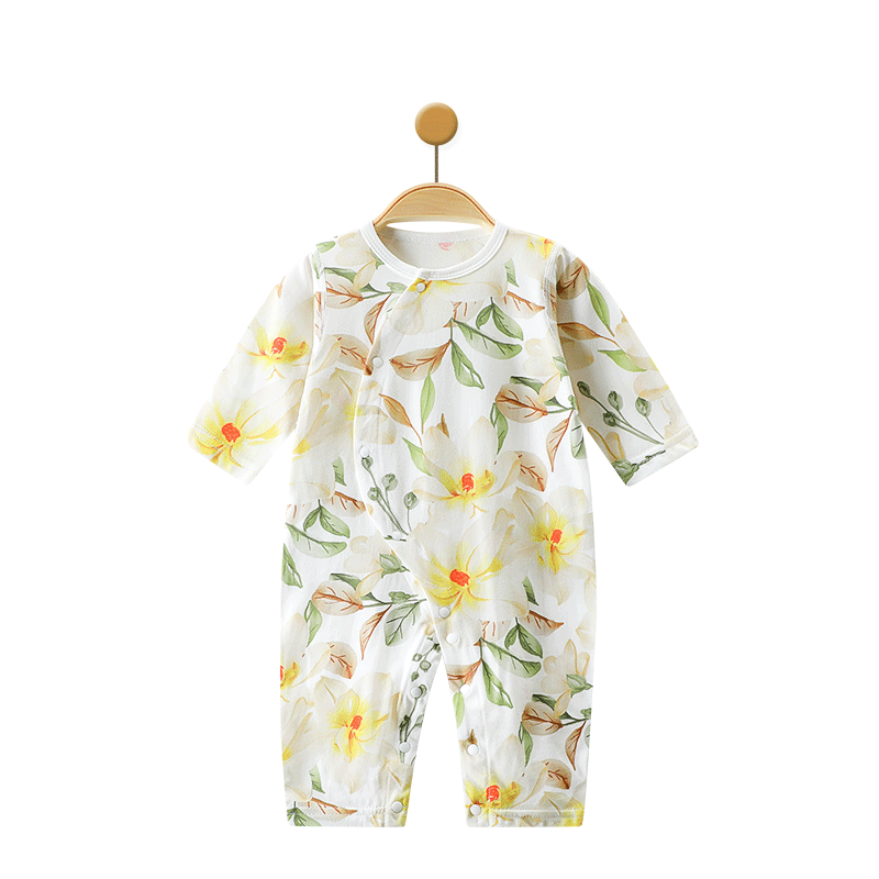 婴儿夏季连体衣服薄款空调服夏天男宝宝女哈衣新生儿睡衣长袖夏装