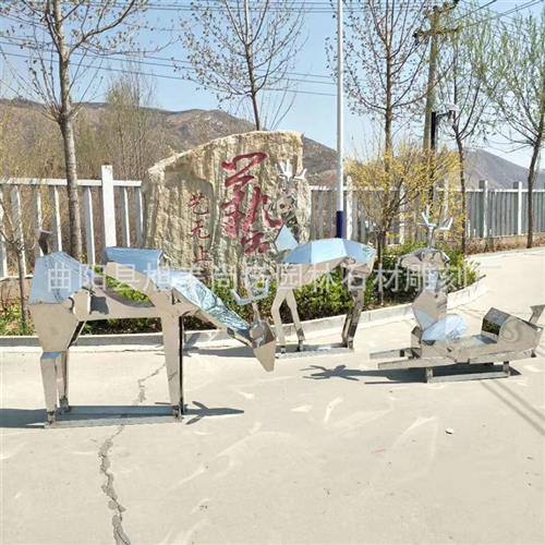 厂家供应镜面几何鹿不锈钢雕塑雕塑园林景观切面鹿镜面动物摆件