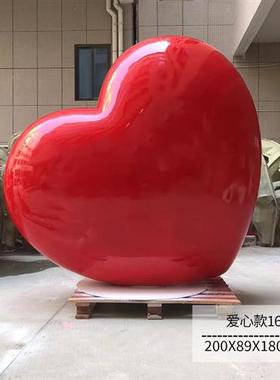 爱心造型摆件玻璃钢心形气球糖果雕塑商场园林景观网红打卡装饰品