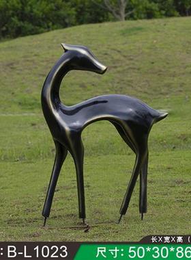 户外玻璃钢抽象仿铜梅花鹿雕塑公园林景观草坪动物装饰美陈摆件品