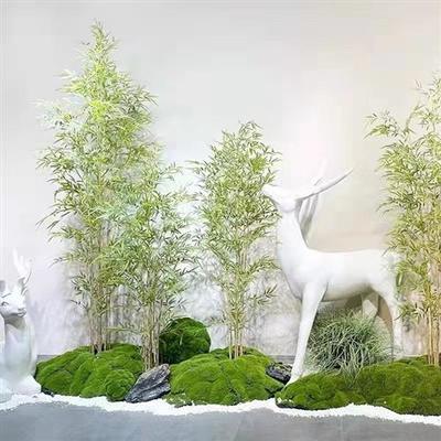 新款仿真竹子盆栽富贵竹金丝竹紫竹室内造景装饰植物小叶禅意竹