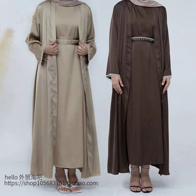 新款纯色时尚钉珠水晶链条连衣裙Ethnic style dress set