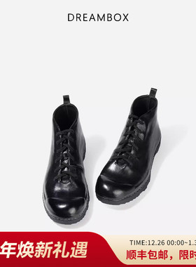 dreambox钧博水洗马皮高帮马丁靴秋冬新款女靴纯手工英伦复古短靴