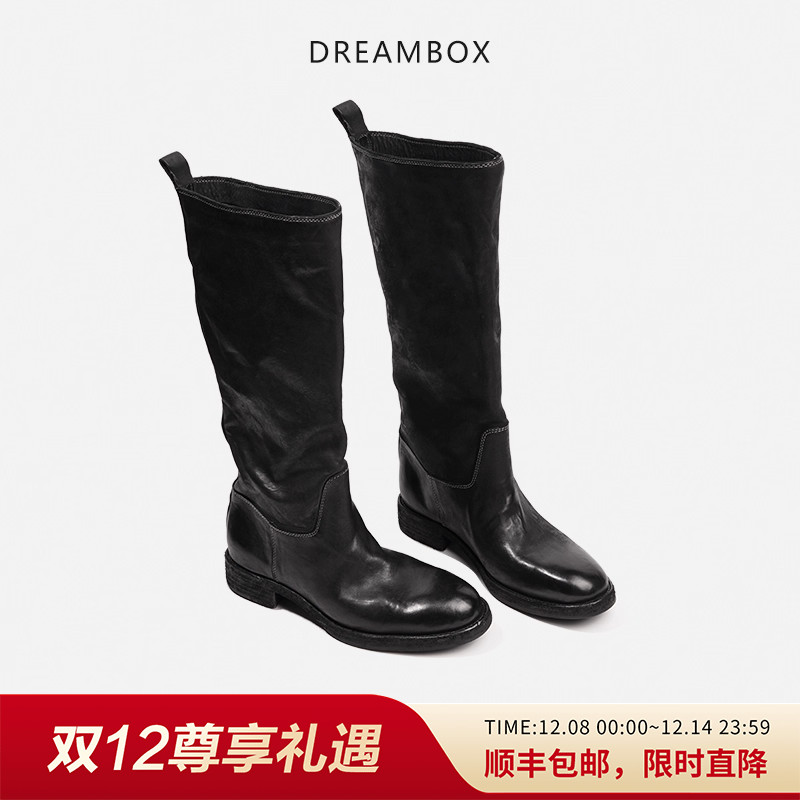 高档轻奢水洗马皮骑士靴