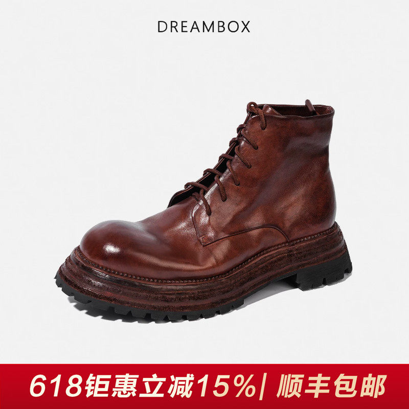 DREAMBOX钧博高档马丁靴vibram英伦复古女士皮靴手工固特异潮靴