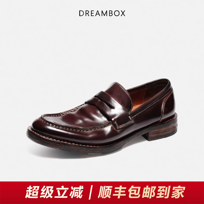 DREAMBOX钧博女鞋vibram马臀皮手工休闲皮鞋透气舒适一脚蹬乐福鞋