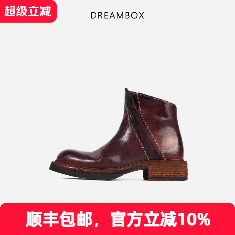 高档马皮侧拉链手工女靴