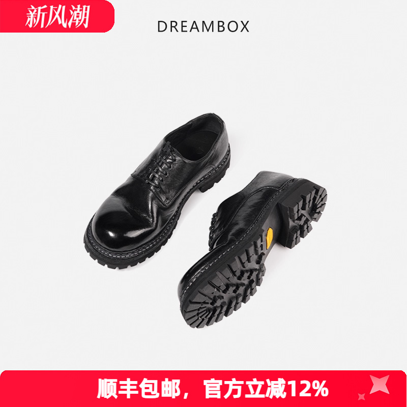 【增高约3.8cm】dreambox钧博vibram厚底粗跟女鞋马皮手工德比鞋