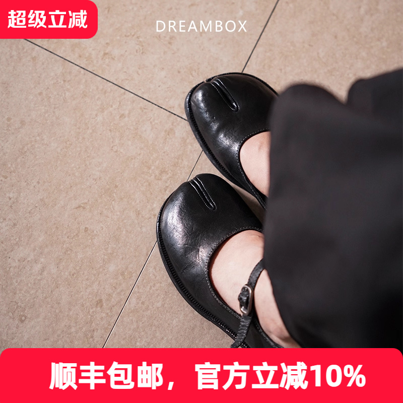 dreambox钧博法式复古分趾鞋水洗马皮一字扣玛丽珍鞋舒适透气女鞋