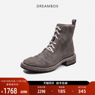dreambox钧博vibram高档缩纹马臀皮马丁靴时尚 气质高帮女士皮靴
